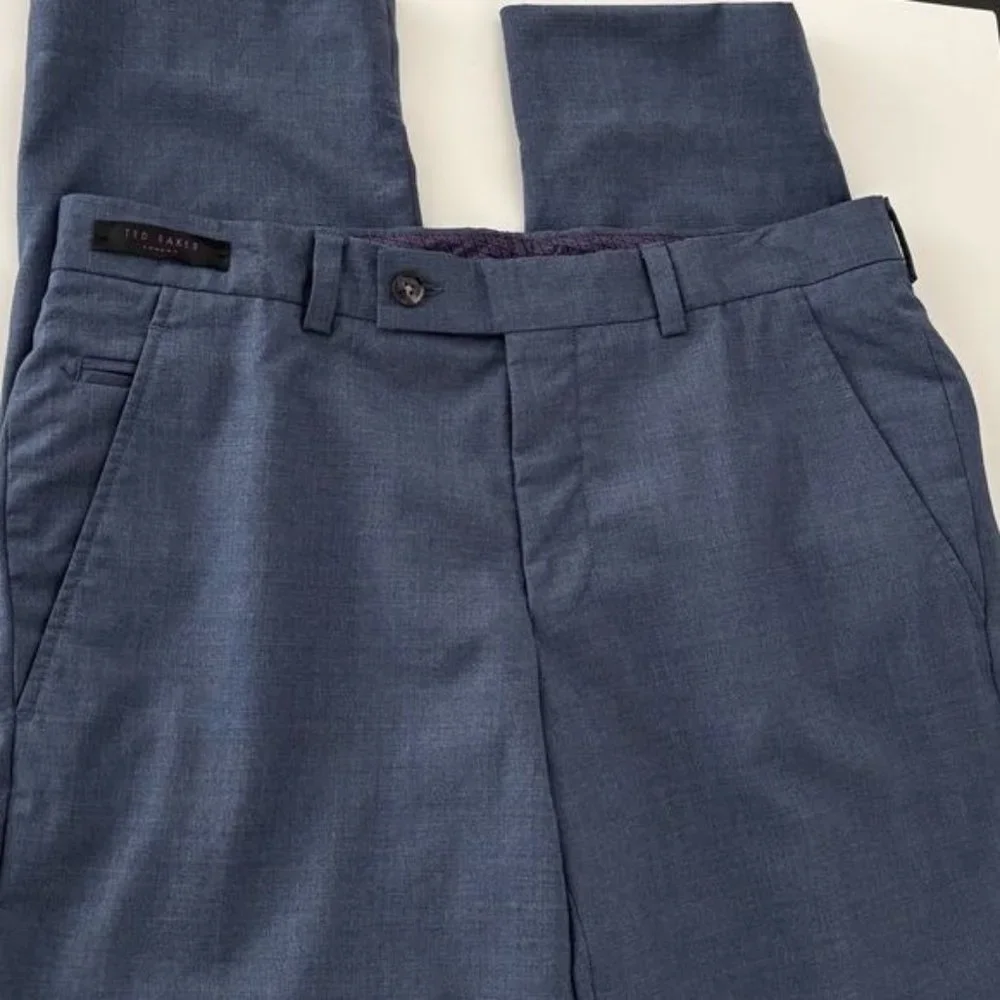 Ted Baker Pants Wool 32R X 33 Jerome Flat Front Preppy Quiet Luxury Old Money - Picture 1 of 12